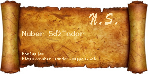 Nuber Sándor névjegykártya