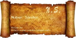 Nuber Sándor névjegykártya